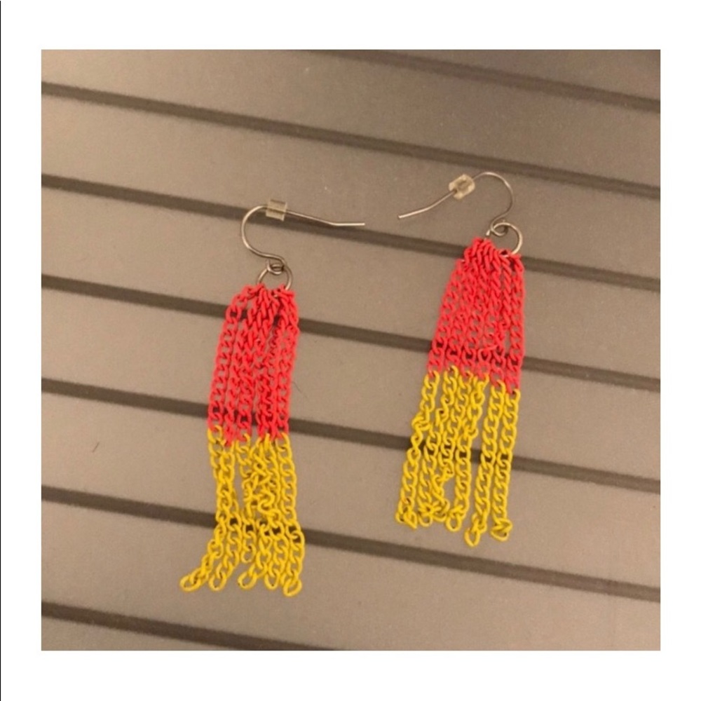 Pink and Yellow Chain Earrings